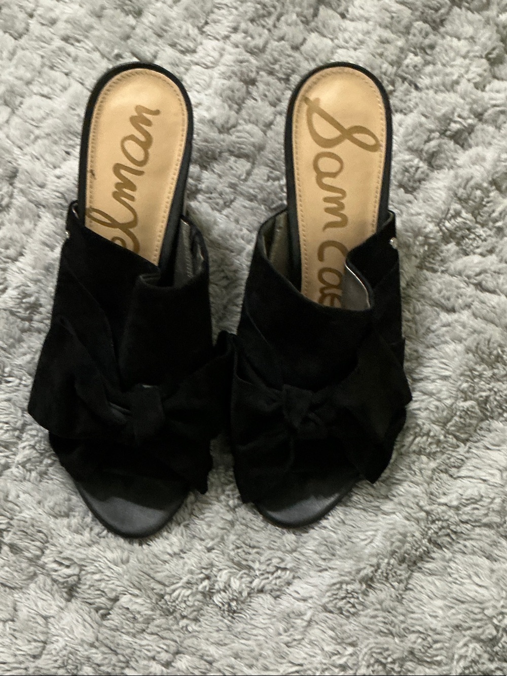 Sam Edelman Black Suede Knot Slide Mules